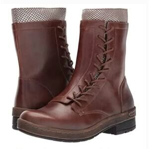 Jambu Chestnut Leather Boots 8.5 NWT Brown Mid Calf Ankle Booties Lace Boho